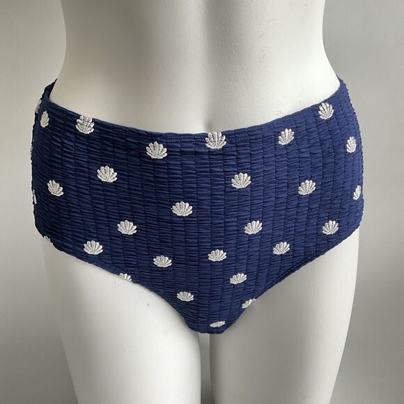 & Other Stories Shell Print High Waisted Bikini Bottom Blue 6 - Picture 10 of 12